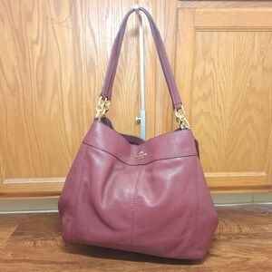 COACH Lexy Rouge Pink Pebbled Leather Shoulder Bag
